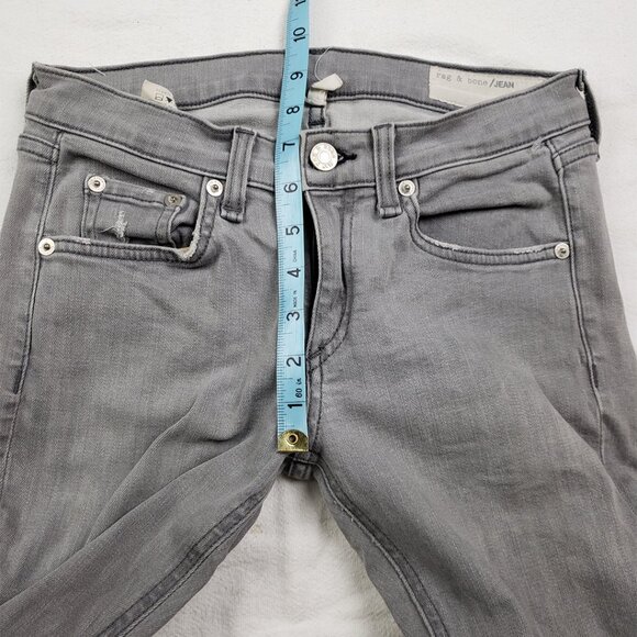 rag & bone Grey Skinny Jeans Size 27 Raw Hem Distressed Low Rise Grunge Denim - Picture 14 of 16